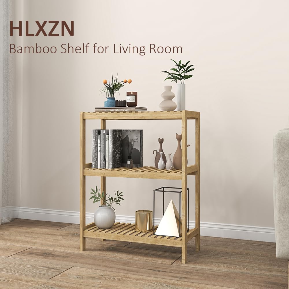 3-Tier Bamboo Freestanding Shelf Multi-use Small Bookshelf Bookcase
