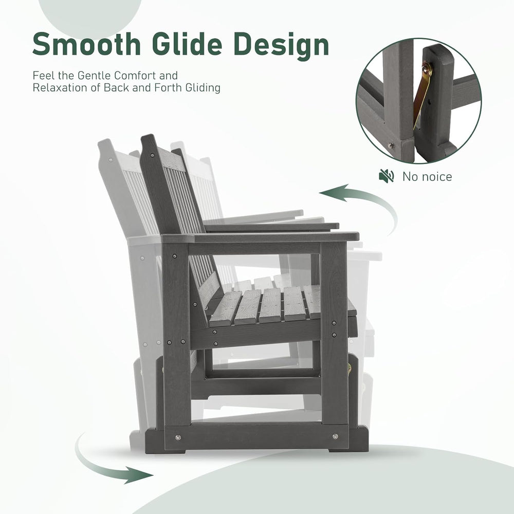 Furnimart Patio Glider Bench, HDPE All-Weather Outdoor Glider for 2-Person, H...