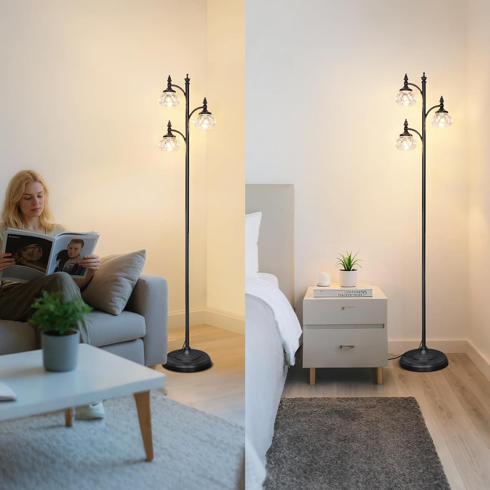 JUNNAI Black Floor Lamp for Living Room,Tall Standing Lamp Dimmable Tree Floo...