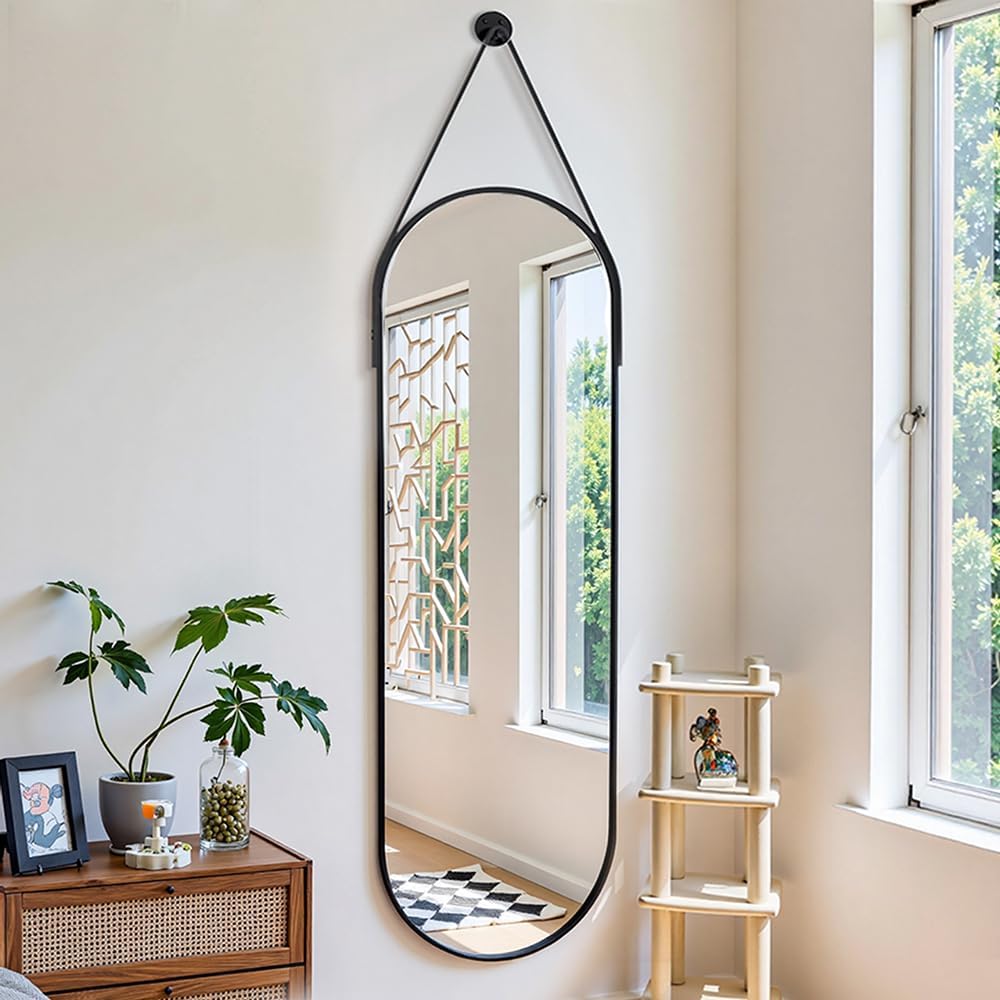 OGCAU 48" x 16" Full Length Mirror Wall Mounted Hanging Mirror, Ova...
