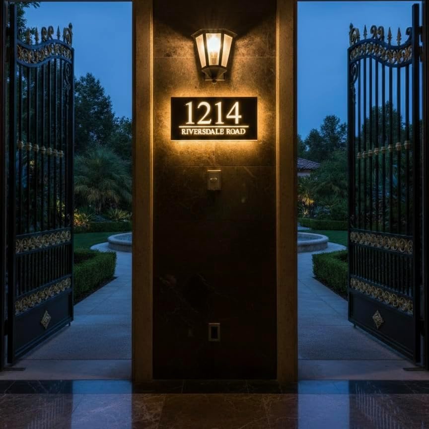 GITM Custom Solar Lighted House Numbers for Outside — Stainless Steel & A...