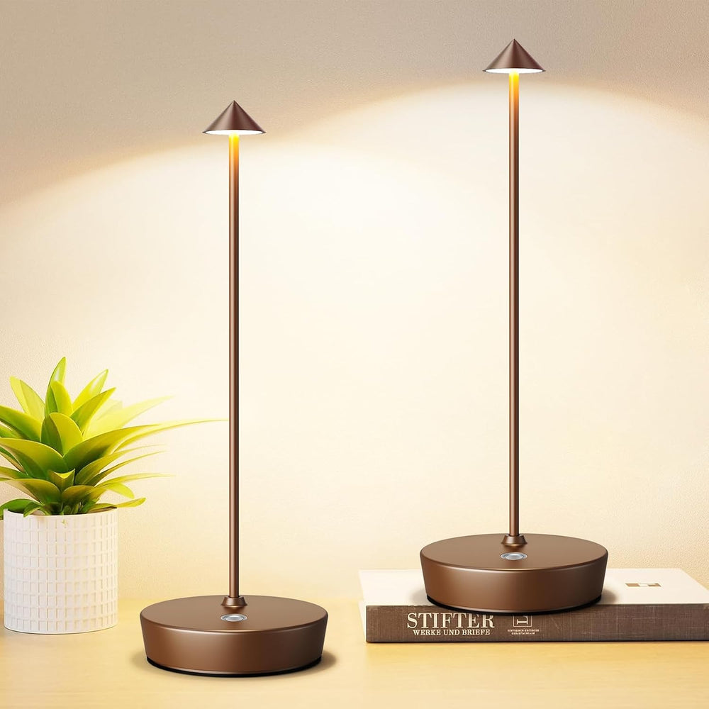 2P Cordless Rechargeable Led Table Lamp Battery Operated Light Coffee