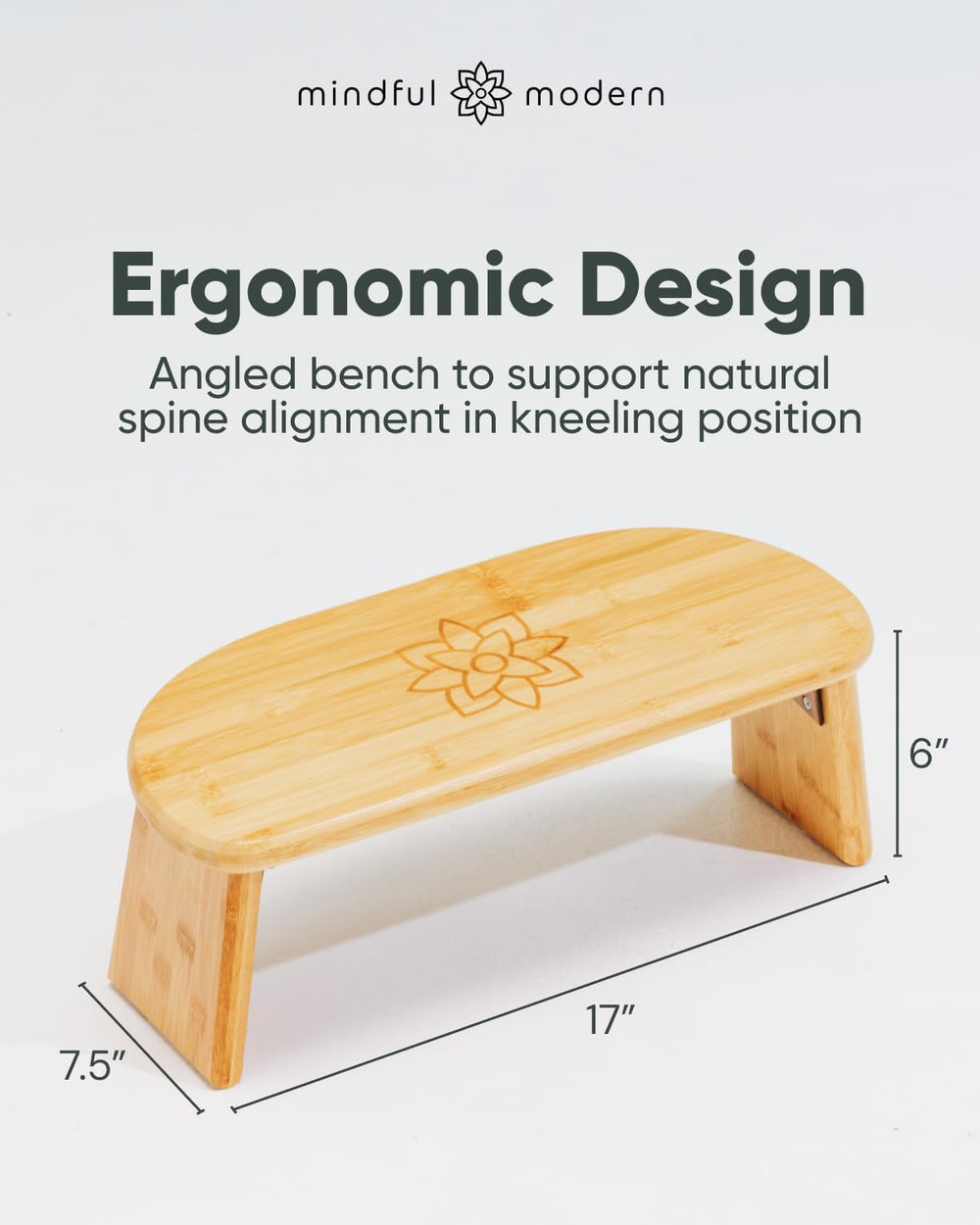 Mindful Modern Folding Meditation Bench - Bamboo Kneeling Stool with Locking ...