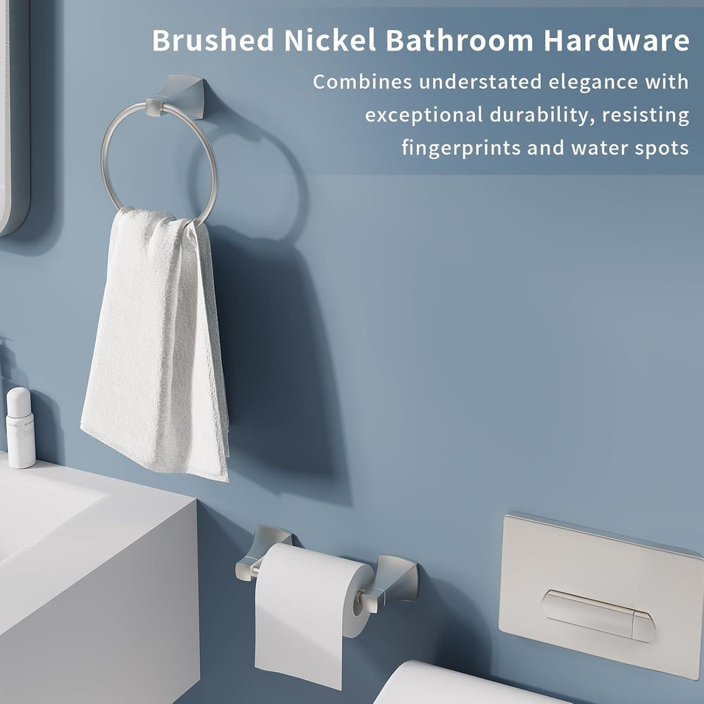 Bathroom Hardware Set 2 Pieces Toilet Paper Holder and Towel Ring Wall Mounte...
