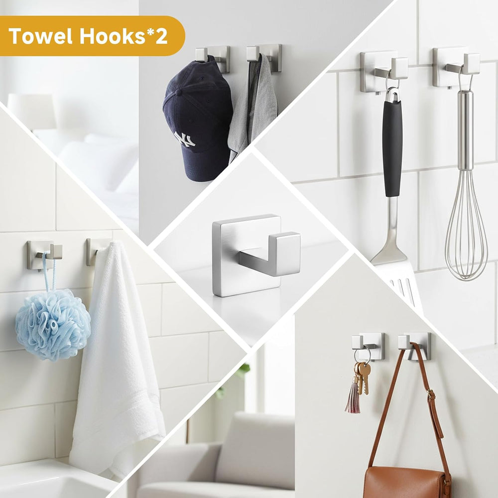 5 Piece Bathroom Towel Bar Set - SUS304 Stainless Steel Brushed Nickel Bath T...