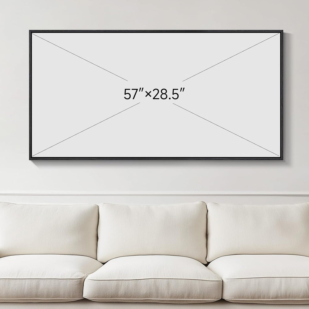Large Framed 3D Black Abstract Wall Art for Living Room Horizontal 60x30 In