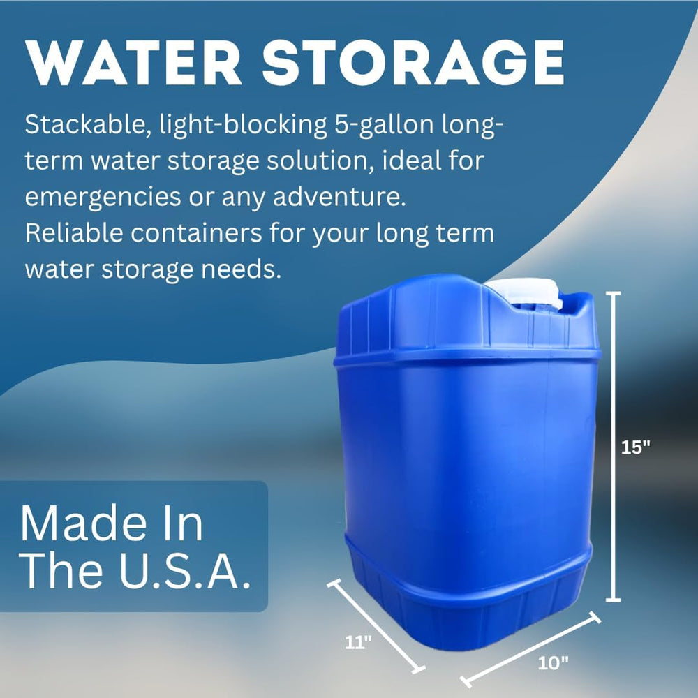 5-Gallon Stackable Water Storage Containers, Water Treatment, 5 Lids + 1 Spig...