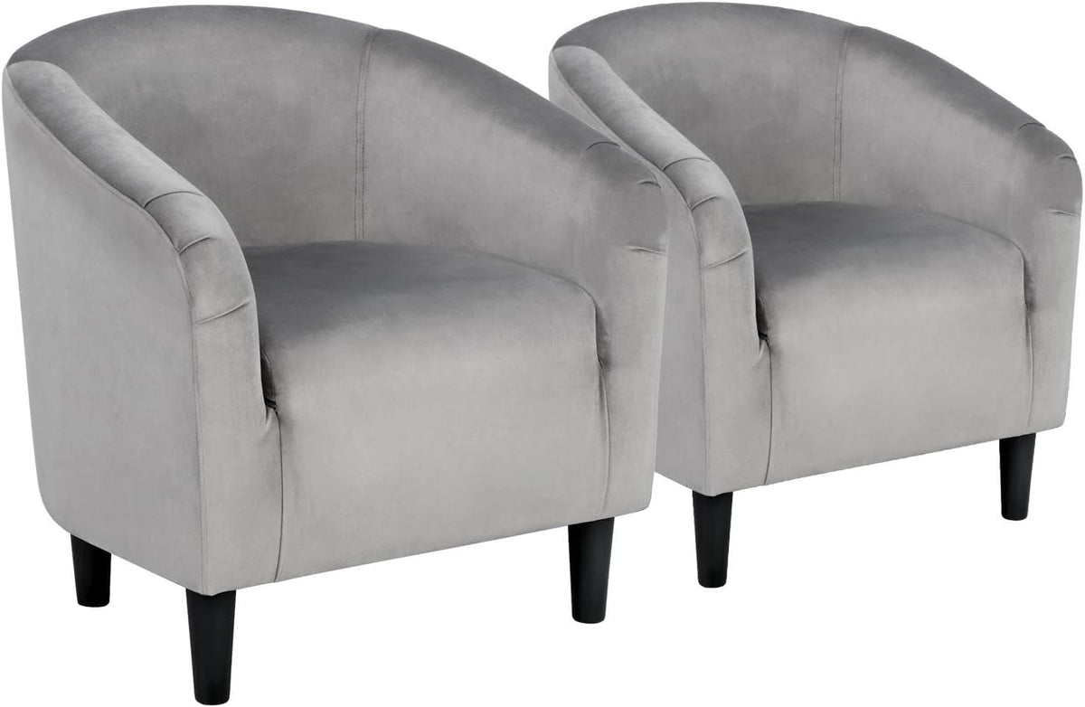 Yaheetech Compact Velvet Accent Chairs Set of 2 for Small Spaces, Gray