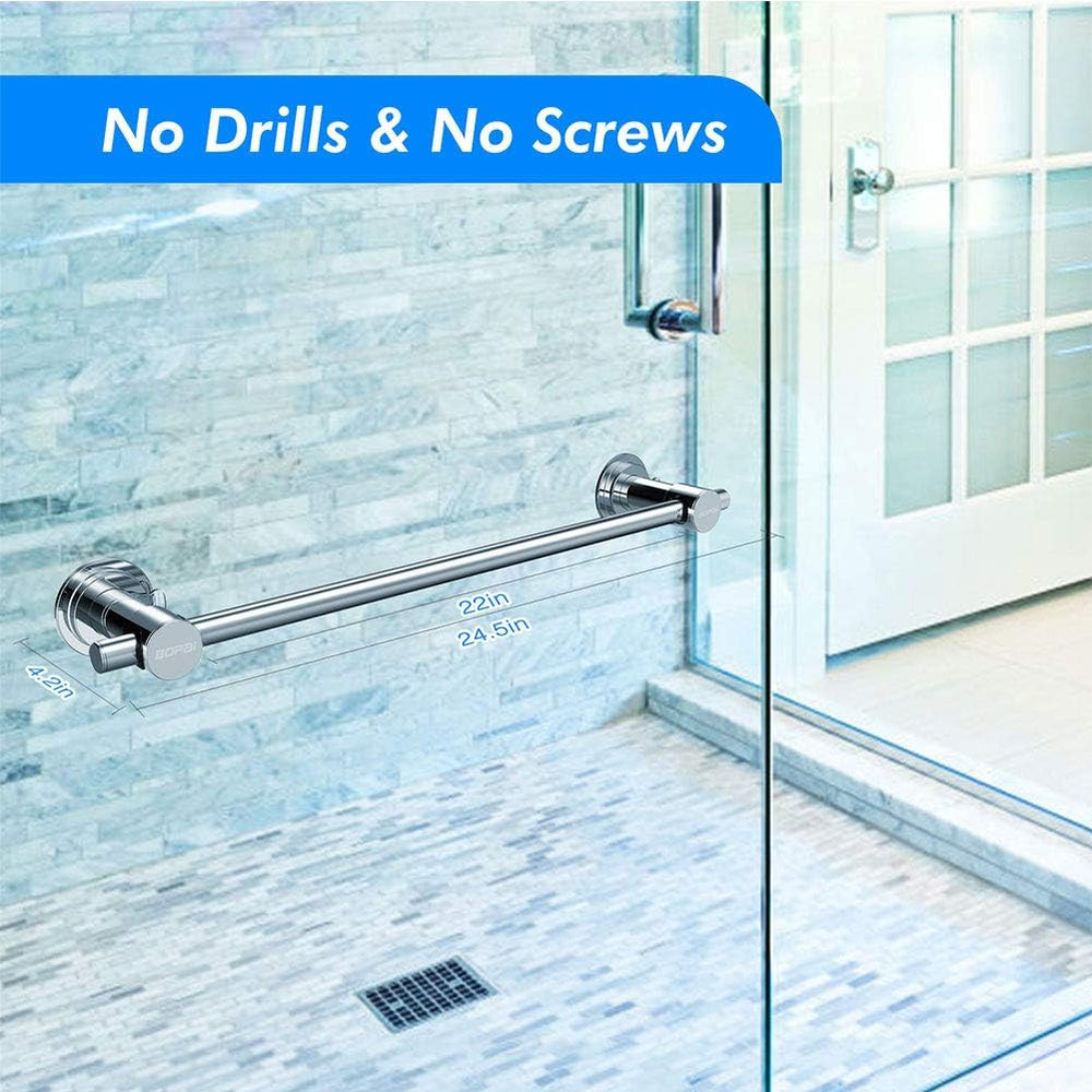 BOPai 24 inch Suction Cup Towel Bar, Chrome