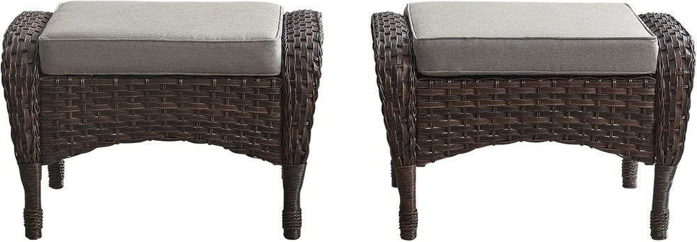 Belord Outdoor Ottomans for Patio Foot Rest - 25 Inch PE Wicker Foot Stool Se...