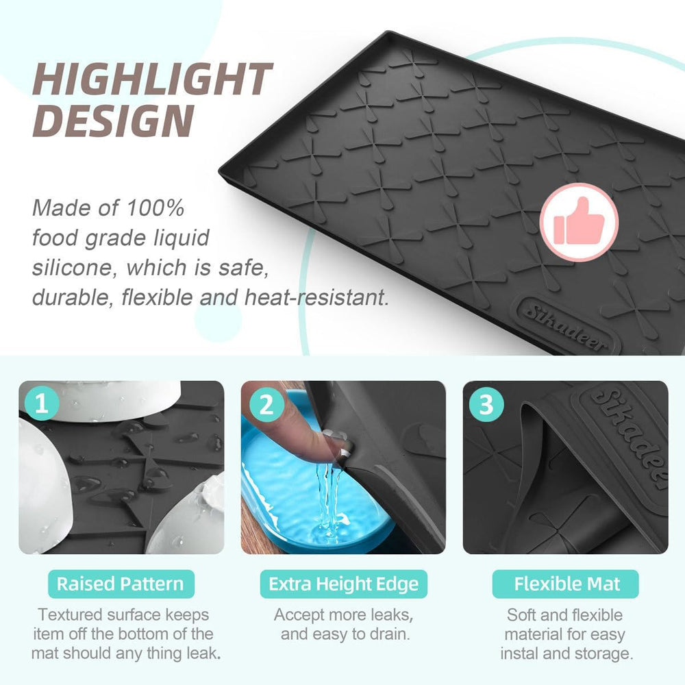 SIKADEER Waterproof Under Sink Mat 34" x 22", Silicone Mat Kitchen ...