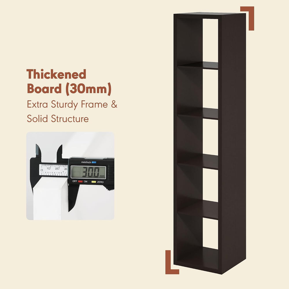 Furinno Cubicle Record Player Stand, 5-Cube Record Storage, Dark Oak