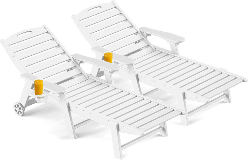 Ciokea Outdoor Chaise Lounge Chair Set of 2, Patio Lounge Chairs for Outside,...