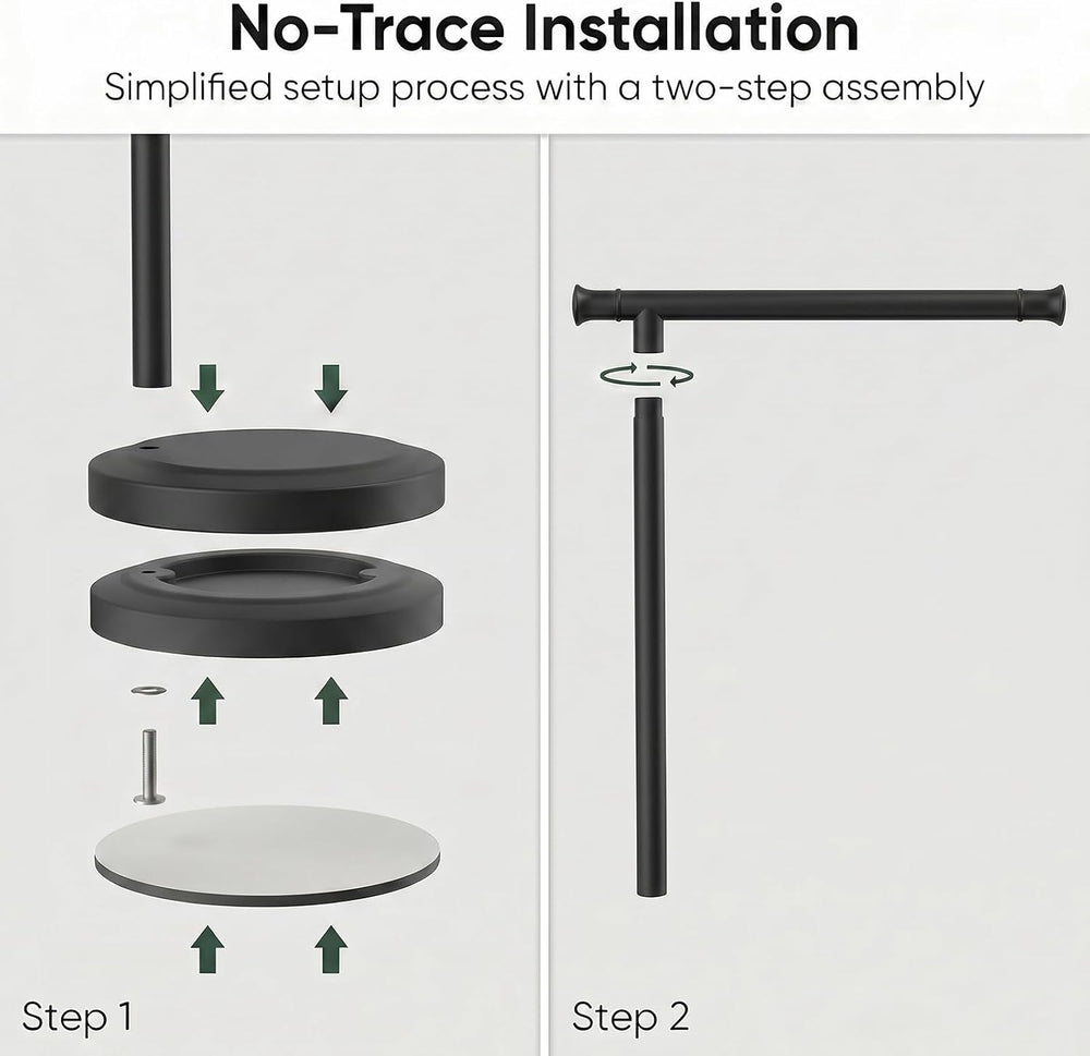 Hoimpro Hand Towel Holder Stand Bathroom Towel Bar Rack Countertop Black