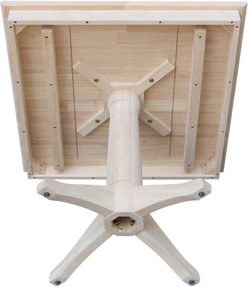 International Concepts 36" x 36" Natural Solid Wood Square Top Pedestal Table - 29.9" Height