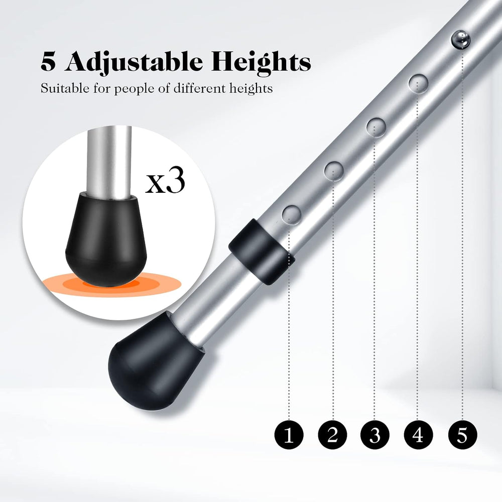 Goplus Walking Cane with Seat, Heavy Duty Aluminum Alloy Crutch Chair with LE...
