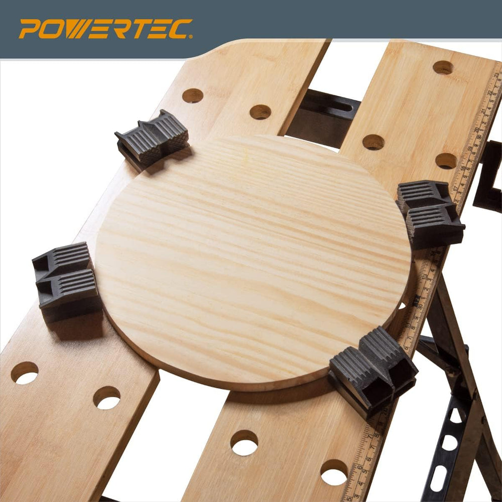 POWERTEC Portable Small Workbench with Vise, Imprinted Ruler and Protractor S...