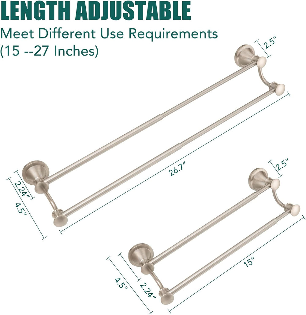 Hoimpro Double Towel Bar Towel Rack for Bathroom Wall Mount Brushed Nickel