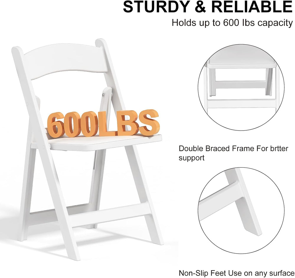 100 Pack Resin Folding Chairs with Cushion for Wedding, Party, School