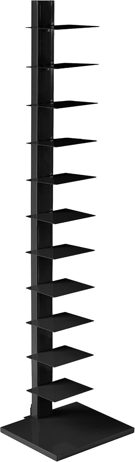 SEI Furniture 12 shelf Metal Spine Book Tower, Black
