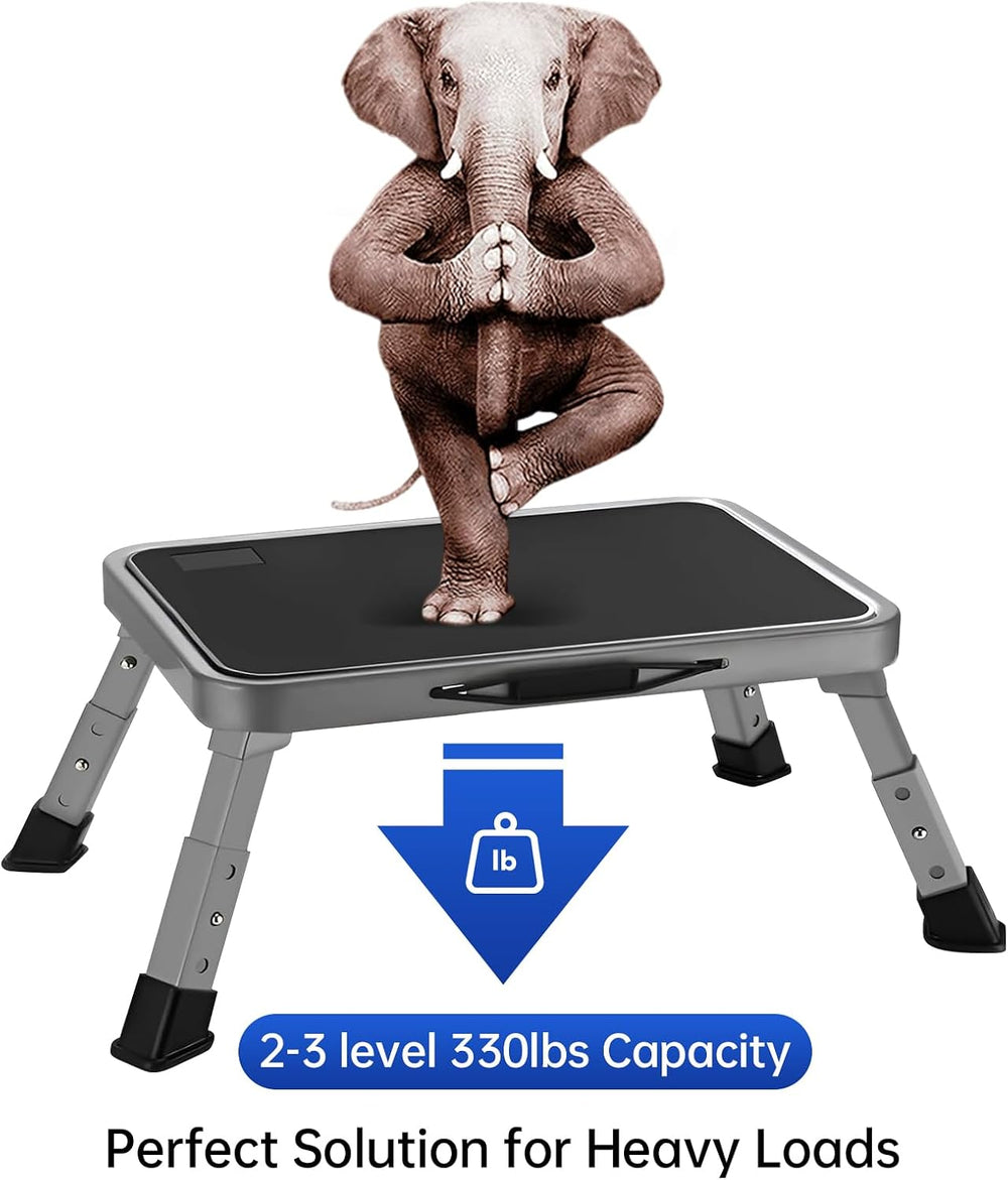 RV Step Stool Foldable 1-Step Ladder Sturdy Metal Stable Step Stool with a No...