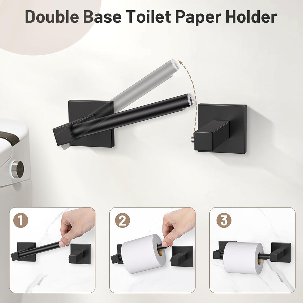 Lairuier Matte Black Bathroom Accessories, Towel Bar Set Wall Mounted