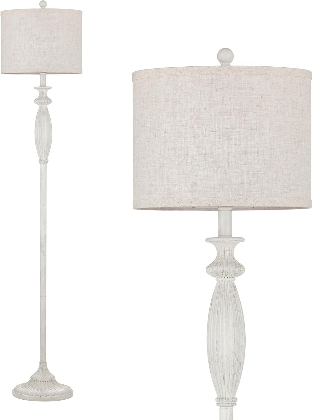 63.8" Vintage Floor Lamp, Rustic Standing Lamp with Oatmeal Linen Shade