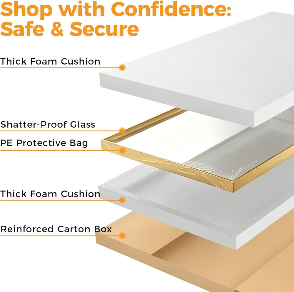 NEWBULIG 22"x30" Wall Mirror, Bathroom Mirrors for Over Sink, Gold