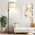 Nintiue 【Upgraded】 Dimmable Floor Lamp, 1000 Lumens LED Bulb Included, Arc Floor Lamps for Living Room Modern Standing Lamp with Linen Shade, Tall Lamp for Bedroom Office Reading Dining Room- Black