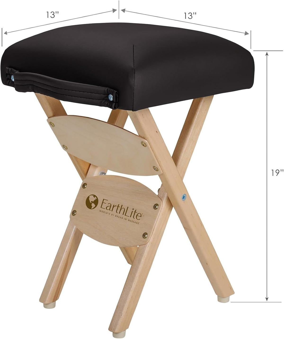 EarthLite Wooden Folding Stool, 19in, Black