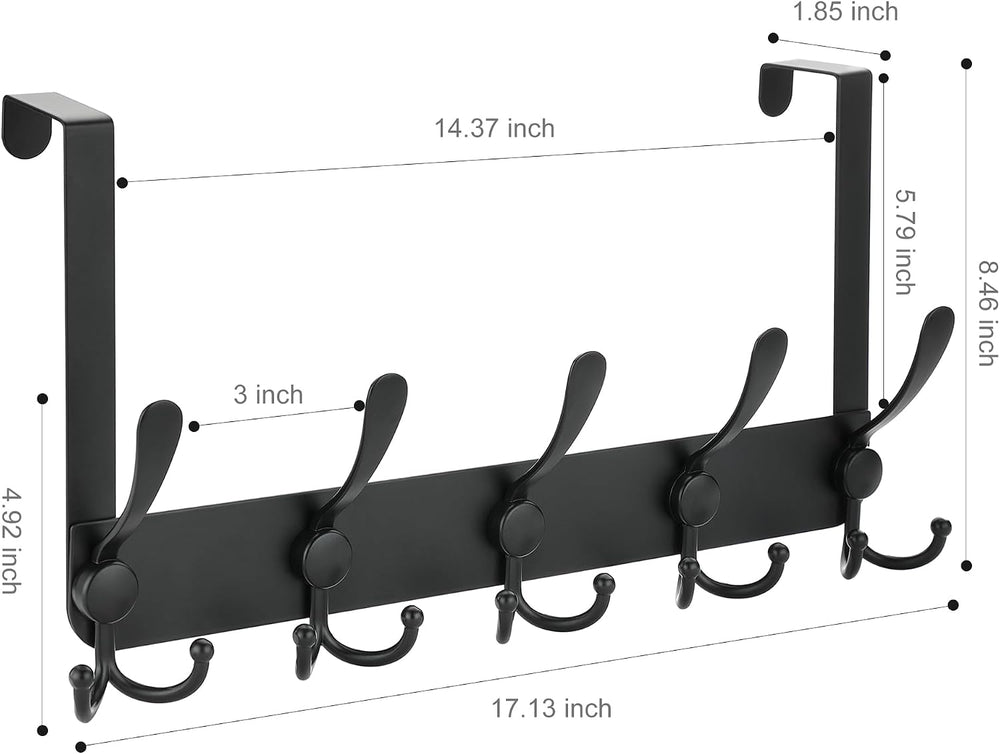 No Drill, No Installation Over The Door Coat Rack with 15 Hooks - Door Hanger...