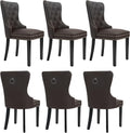 adochr PU Leather Dining Chairs Set of 6, Modern Kitchen Chairs,Dark Brown