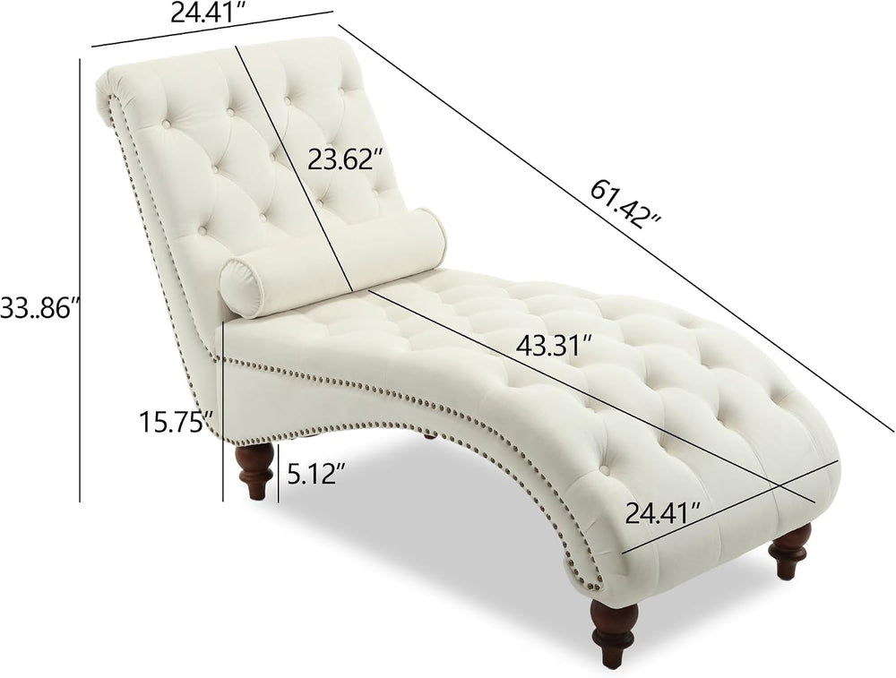 Chaise Lounge Chair Indoor, Button-Tufted Bedroom Lounge Chair