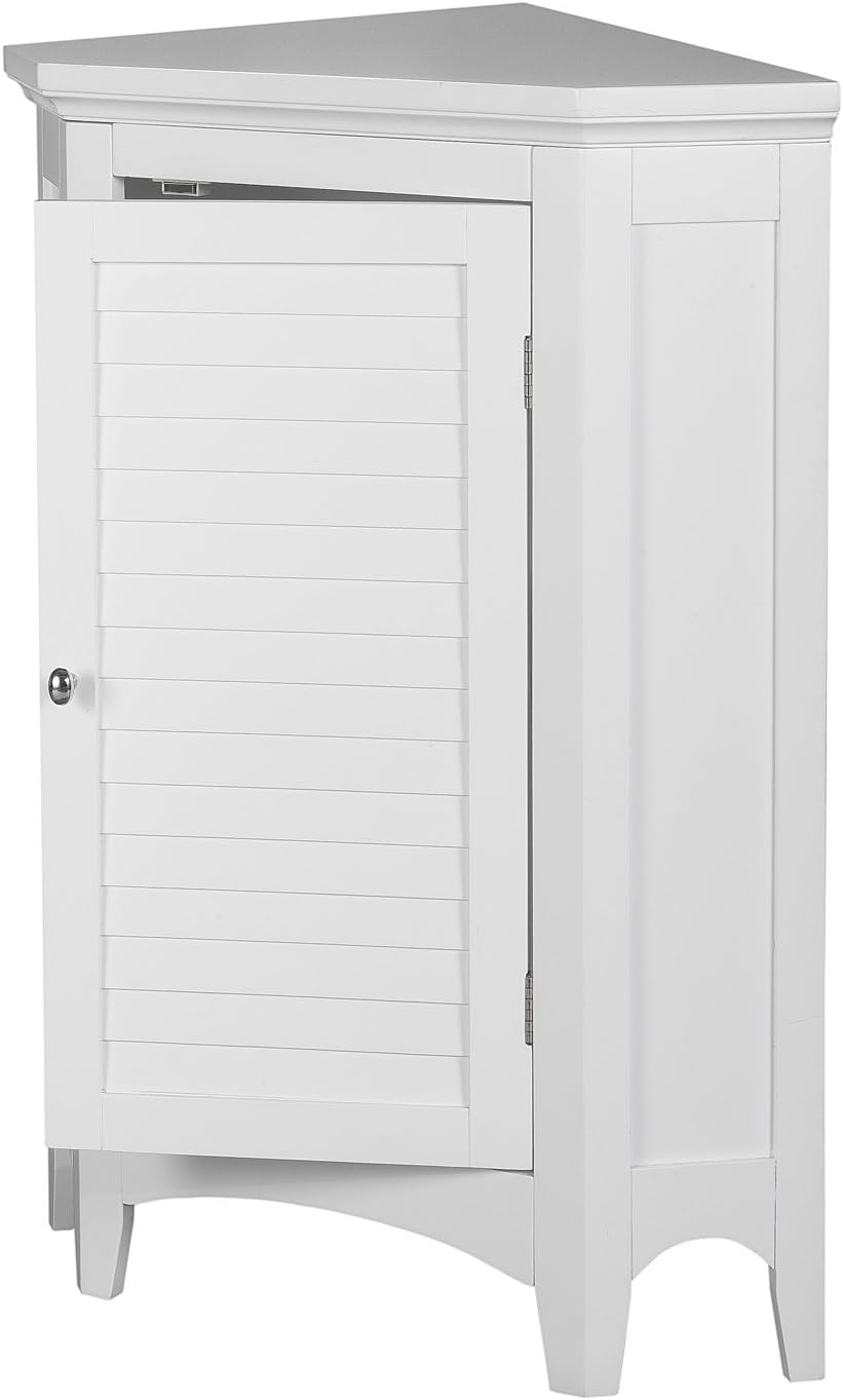 Teamson Home Glancy Corner Freestanding Floor Cabinet, White