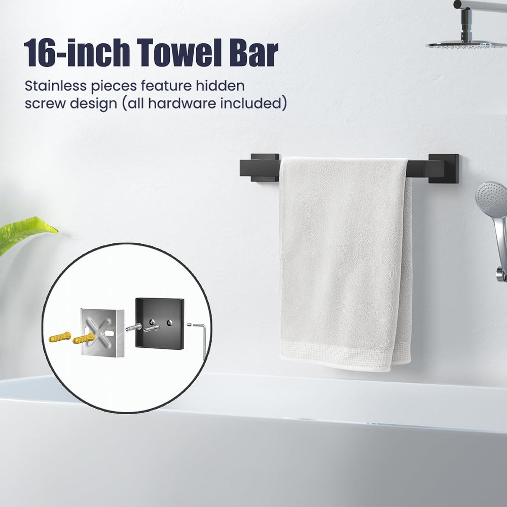Bathroom Hardware Accessories Set: Bath Towel Bar Set, Towel Racks for Bathro...