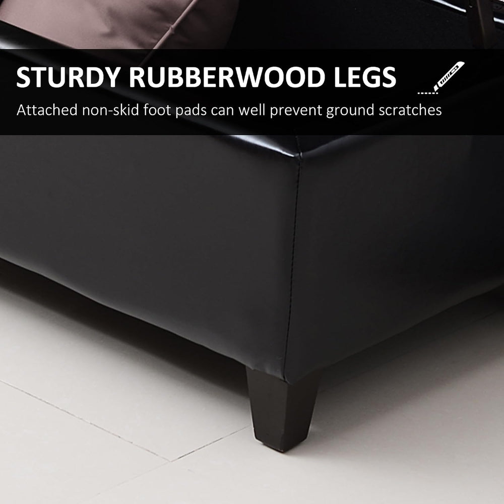 HOMCOM 51" Ottoman Storage Bench, Tufted Bench for End of Bed, Black