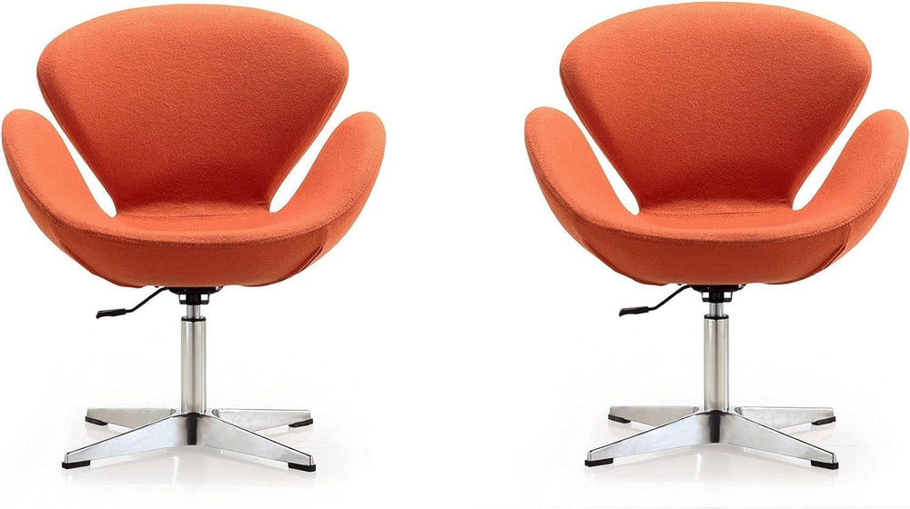 Manhattan Comfort Raspberry Adjustable Swivel Accent Chair Set of 2 with 360°...