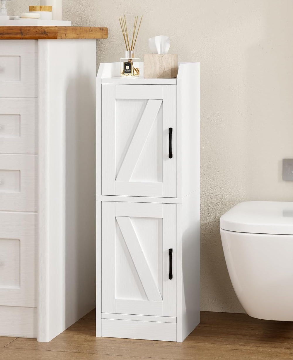 Narrow Bathroom Storage Cabinet with 2 Doors and Shelves, 9.8" W Small S...