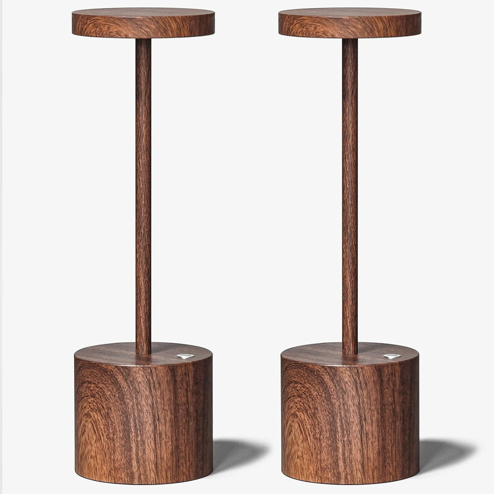 Cordless Rechargeable LED Table Lamp Set of 2, Wood