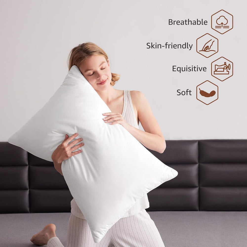 Goose Feathers and Down Pillows, Bed Pillows Standard Size Set of 2