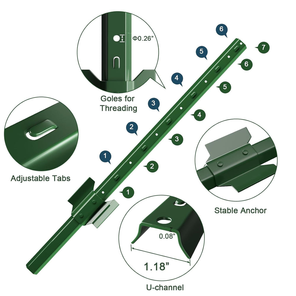 Amagabeli Heavy Duty Metal Fence Posts 4 Feet 10 Pack No Dig Garden U Post St...