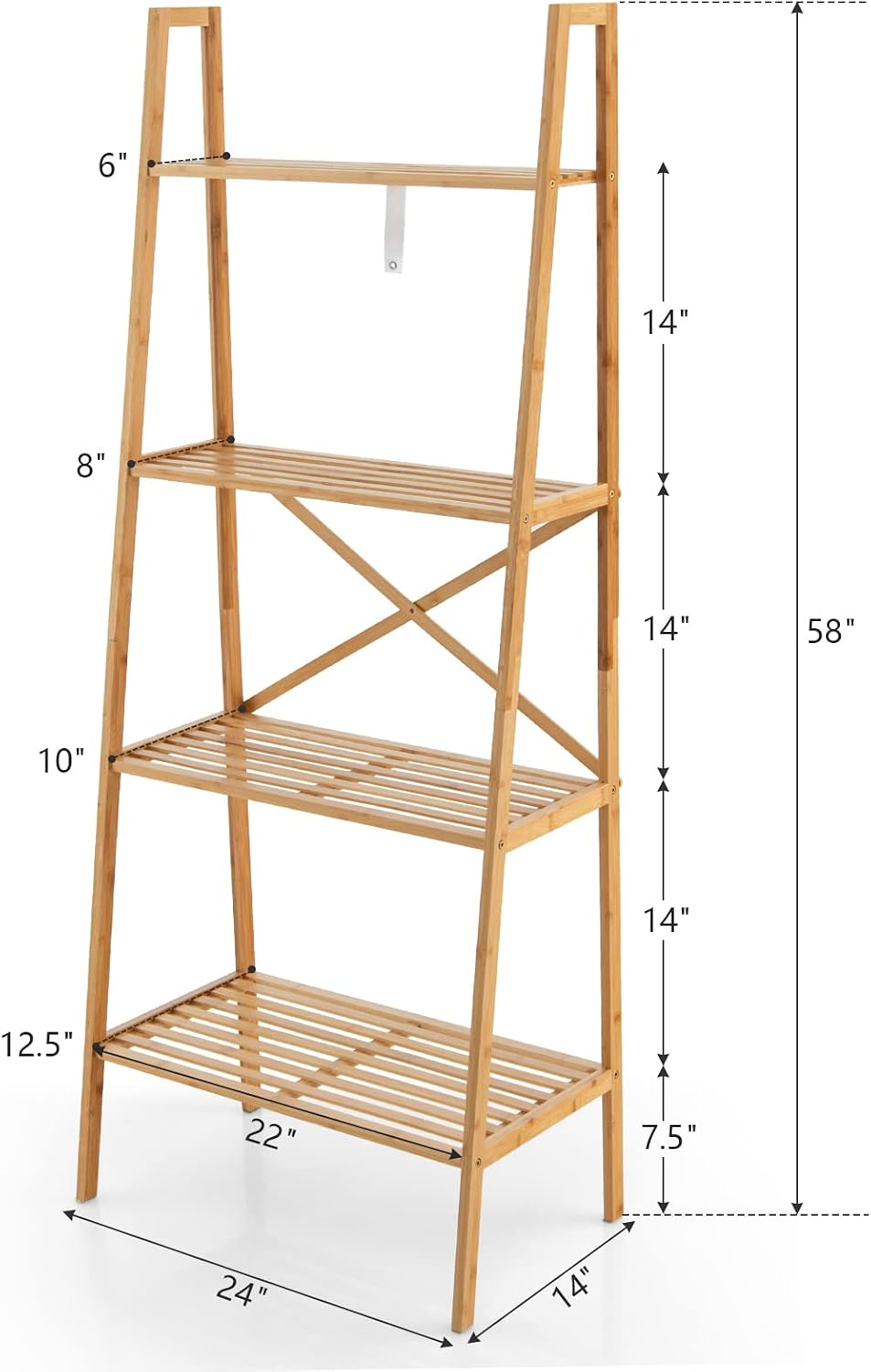 GIANTEX 4-Tier Bamboo Bookshelf, Multifunctional Storage Display Rack Shelves...