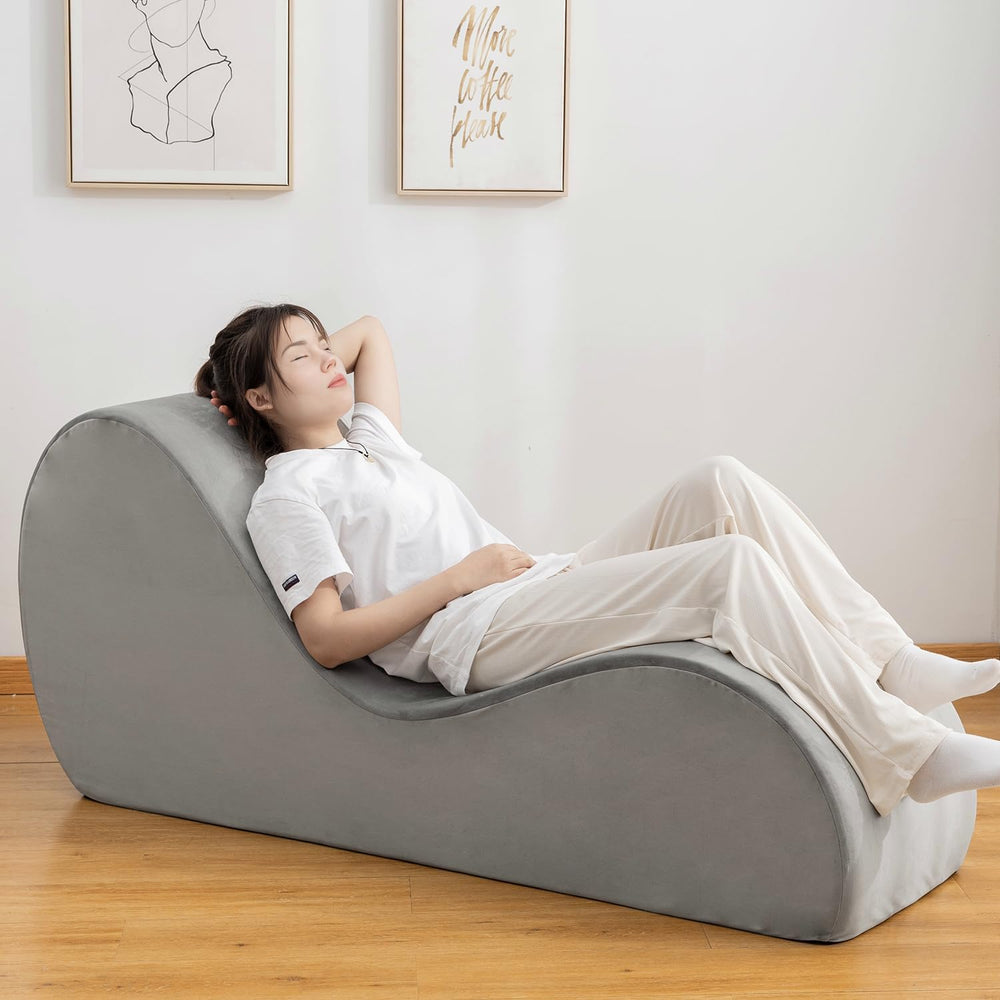Yoga Chaise Lounge Chair, Velet Yoga Lounge Chair for Stretching Relaxation w...