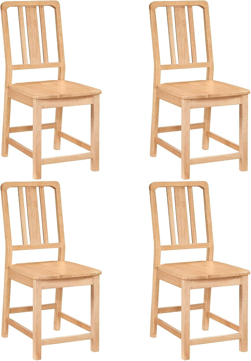 GIANTEX Wood Dining Chairs Set of 4, Natural Wooden Style,Hollowed Backrest