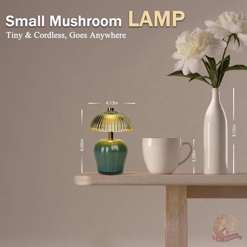 MJ PREMIER Rechargeable Table Lamp, Small Cordless Lamp with Timer, Green*2