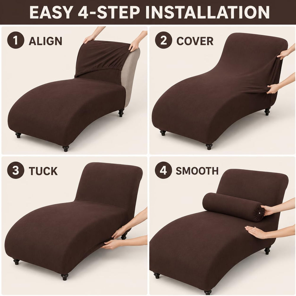 Printed Armless Chaise Lounge Indoor Slipcover Stretch Chair Covers for Livin...