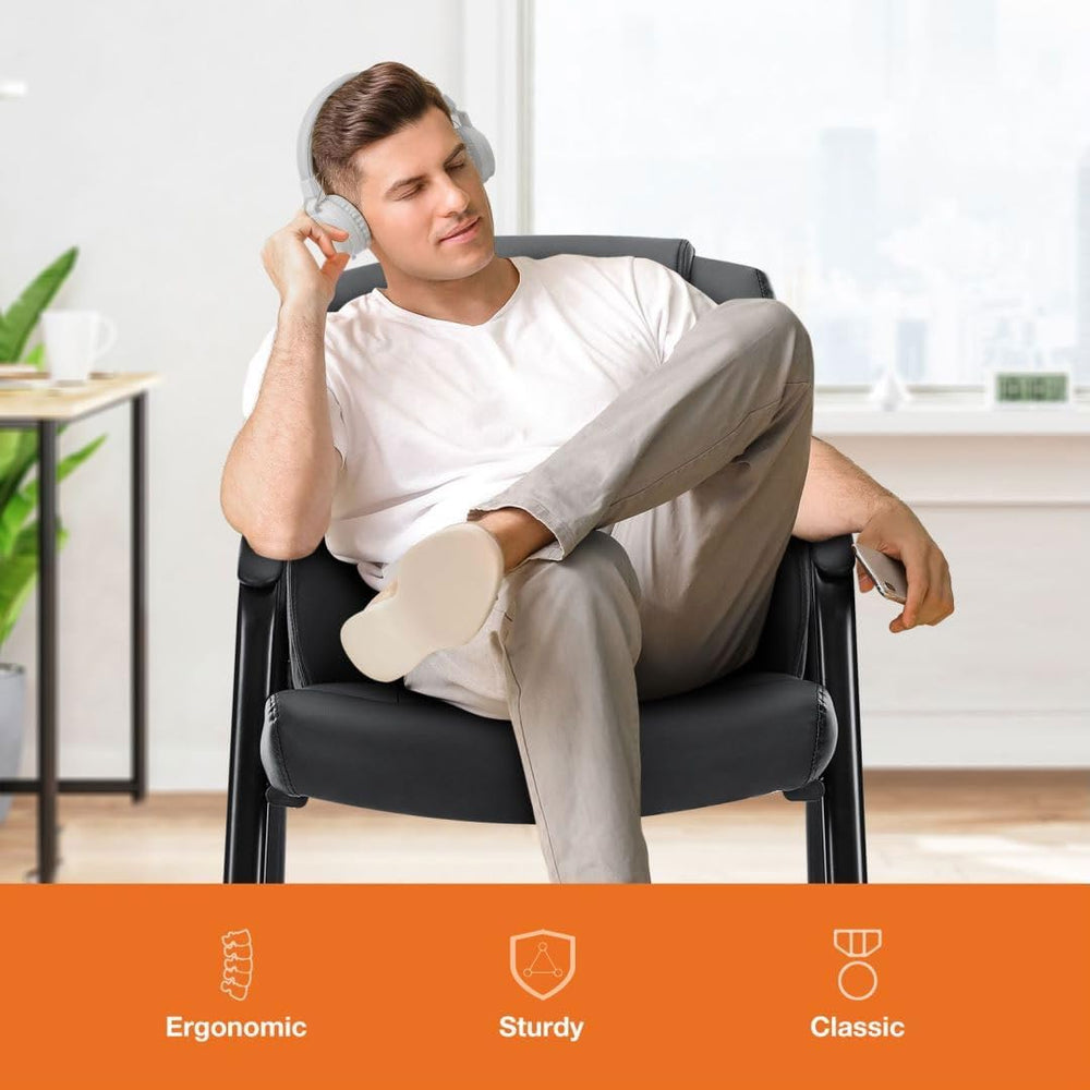 PU Leather Conference Room Chair, Tall Back Chairs with with Padded Arms and ...