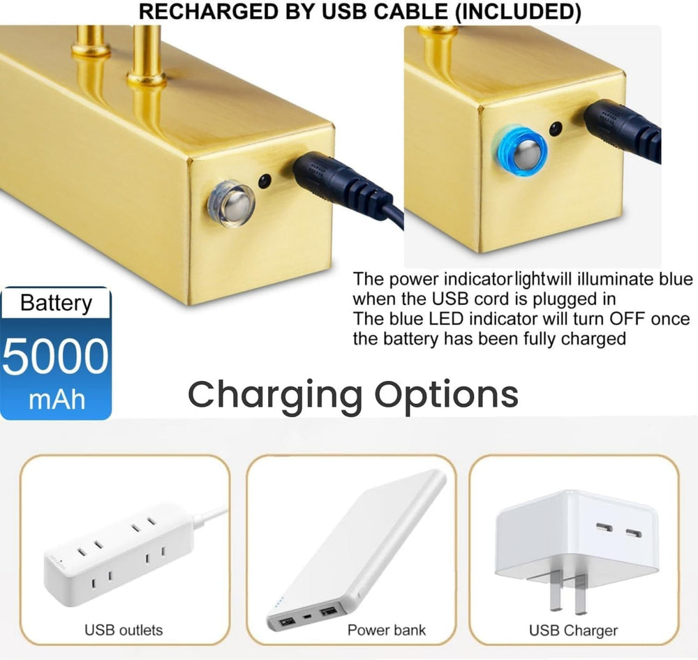 Wireless Picture Light Rechargeable, 16", Brass