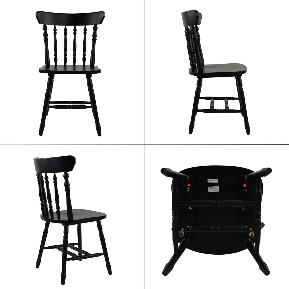 chairus Vintage Black Dining Chairs Set of 2, Farmhouse Windsor Wooden Dining...