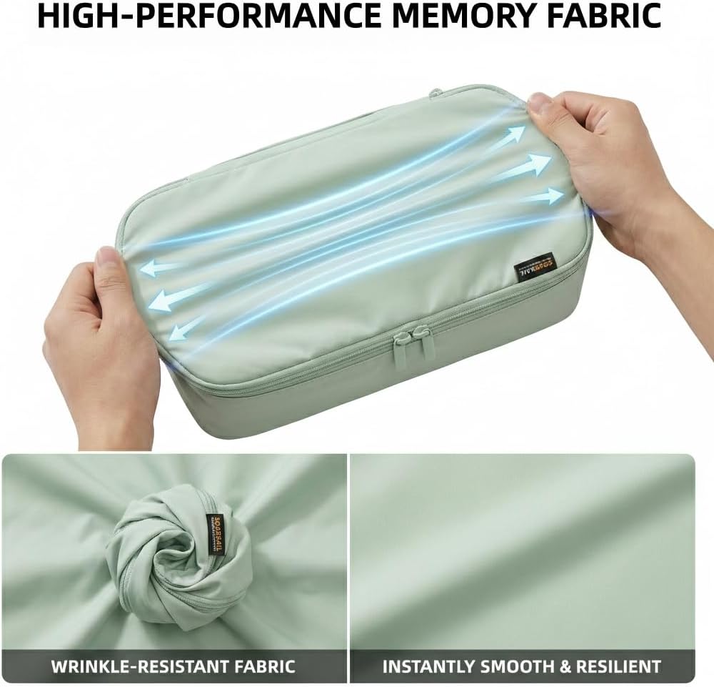 4 Medium Compression Packing Cubes for 3–7 Day Travel, Light Green